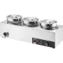 Electric Soup Warmer, Three 7.4QT Stainless Steel Round Pot, 1200W Commercial Food Warmer, 86~185°F Adjustable Temp, Bain Marie 