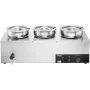 Electric Soup Warmer, Three 7.4QT Stainless Steel Round Pot, 1200W Commercial Food Warmer, 86~185°F Adjustable Temp, Bain Marie 