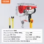 Electric Hoist Crane Winch 1760 lbs med 14 ft kablet