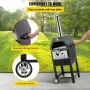Outdoor Pizza Oven, 30.5 cm Wood Fire Oven, 2-Layer Pizza Oven Wood Fired, Wood Burning Outdoor Pizza Oven w/ 2 Removable Wheels