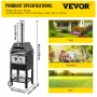 Outdoor Pizza Oven, 30.5 cm Wood Fire Oven, 2-Layer Pizza Oven Wood Fired, Wood Burning Outdoor Pizza Oven w/ 2 Removable Wheels