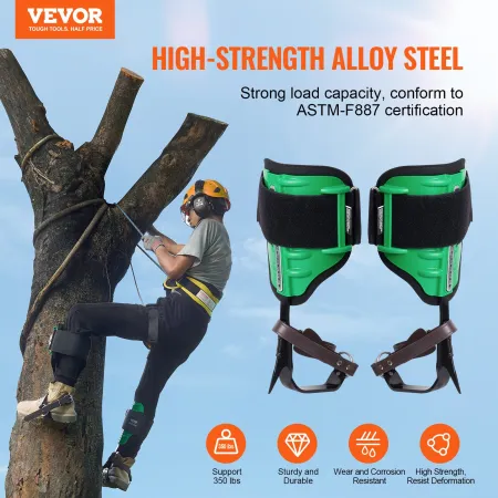 Tree Climbing Spikes, 1 Pair Alloy Steel Climbing Spurs, 350lbs Load Capacity Tree Climbing Gear with Straps and Spike Protector