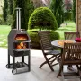 Outdoor Pizza Oven, 30.5 cm Wood Fire Oven, 2-Layer Pizza Oven Wood Fired, Wood Burning Outdoor Pizza Oven w/ 2 Removable Wheels