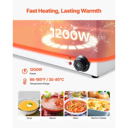 Commercial Food Warmer, 2-Pan Electric Steam Table, 1200W Professional Countertop Stainless Steel Buffet Bain Marie with 30-85°C
