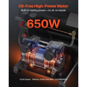 Air Compressor Compact Portable Oil Free Compressor 4.6 Gallon 90 PSI