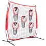 7 x 7 ft Football Trainer Throwing Net, Training Throwing Target Practice Net with 5 Target Pockets, Knotless Net Includes Bow