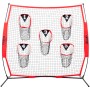 7 x 7 ft Football Trainer Throwing Net, Training Throwing Target Practice Net with 5 Target Pockets, Knotless Net Includes Bow
