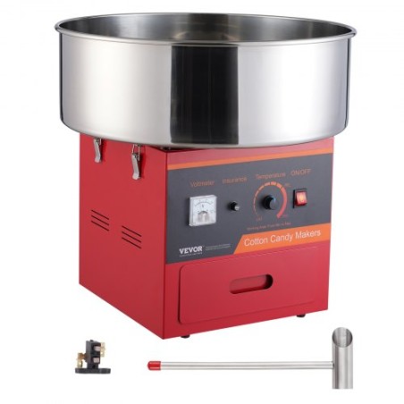 Electric Cotton Candy Machine, 1000W Candy Floss Maker, kommerciel bomuldsgodteri med rustfri stålskål, sukker scoop,