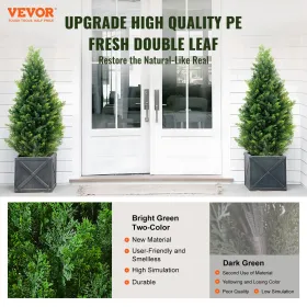 2 Pack 3' Artificial Cedar Topiary Tree Faux Plant UV Decor In/Outdoor