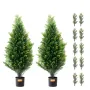 Artificial Cedar Topiary Tree, 36 inch Tall (2 Pieces), with Extra Leaves & Pot Faux Evergreen Fake Pine Cypress Trees Plant, UV