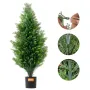 Artificial Cedar Topiary Tree, 36 inch Tall (2 Pieces), with Extra Leaves & Pot Faux Evergreen Fake Pine Cypress Trees Plant, UV