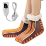 Split Electric Foot Warmer, Double-Sided Heating Pad for Foot, 6-Level Heating Slippers Feet Warmer with Timer & Auto Shut-Off, 