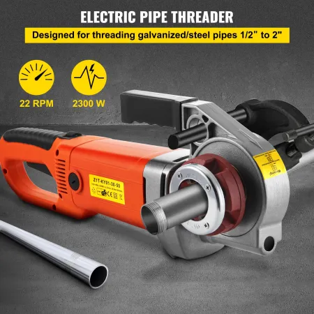 Electric Pipe Threader, 2300W Pipe Threading Machine, Heavy-Duty Hand-Held Power Drive Kit, 220V Pipe Threader Machine, Portable