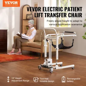 Electric Patient Lift Transfer Stol Foldning Løft Justerbar kørestol