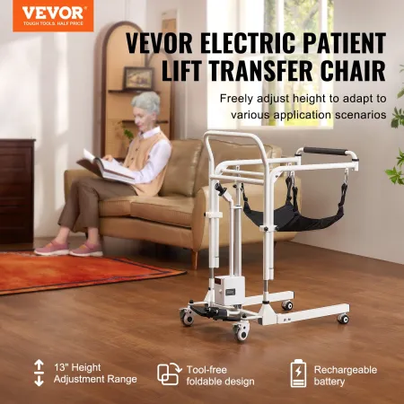 Electric Patient Lift Transfer Stol Foldning Løft Justerbar