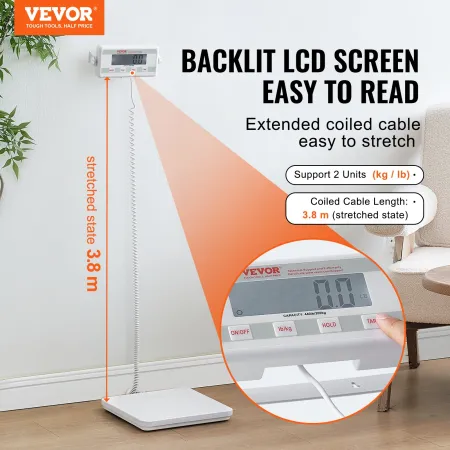 Portable Medical Scale, Professional Physician Scale for Weighing - with Anti-slip Platform, 2 Units, Hold & Tare Function, Digi