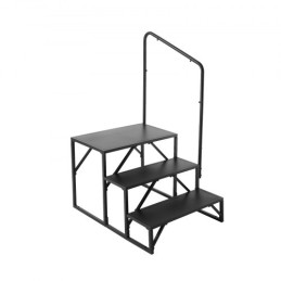 RV Steps, 3-Step RV Stairs, 440 LBS Load Capacity, Thickened Carbon Steel, With Handrail, Non-Slip Steps for Safe Entry and