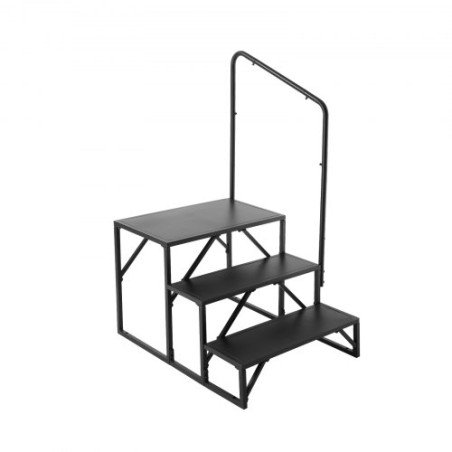 RV Steps, 3-Step RV Stairs, 440 LBS Load Capacity, Thickened Carbon Steel, With Handrail, Non-Slip Steps for Safe Entry and