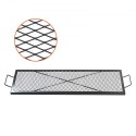 X-Marks Fire Pit Grill Grate, Rectangle Cooking Grate, Heavy Duty Steel Campfire BBQ Grill Grid med håndtag og support X Wire,