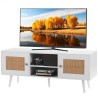 Rattan TV Stand, Boho TV -kabinet til 55 tommer TV, Mid Century Modern TV Stand, Rattan TV -konsol med justerbare hylder til