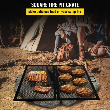 Firkantet grillrist til bålplads med X-mærker, foldbar, 91 x 91