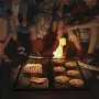 Firkantet grillrist til bålplads med X-mærker, foldbar, 91 x 91