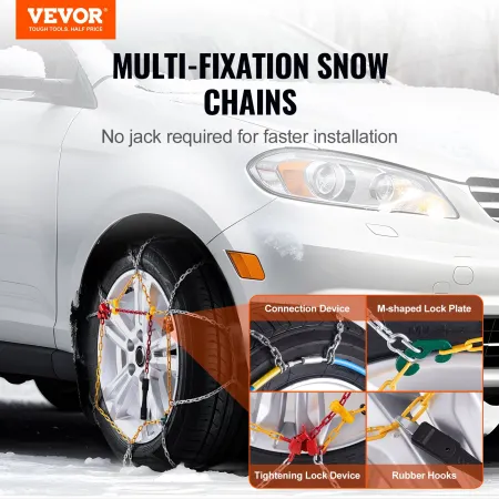 2stcs Snow Chains Manganlegering Stål Trækkraft Dækkæder Sølv