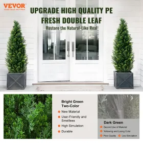 2 Pack 4' Artificial Cedar Topiary Tree Faux Plant UV Decor In/Outdoor