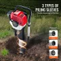 52cc gasdrevet T Post Driver 2-takts hegn Piling Pounder W/ 3
