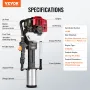 52cc Gas-Powered T Post Driver, 2-Stroke Engine Gasoline Fence Piling Pounder, 1400W Portable Piledriver with 3 Post Driving Hea