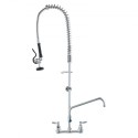 Commercial Faucet with Pre-Rinse Sprayer, 44" Height, 8" Center, 12" Swing Spout, Wall Mount Kitchen Sink Faucet, Brass