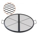 X-Marks Fire Pit Grill Grate, sammenfoldelig rund madlavningsrist, tunge stål lejrbål BBQ Grill Grid med håndtag og støtte X