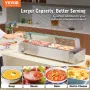 4-Pan Commercial Food Warmer, 4 x 8QT Electric Steam Table with Glass Cover, 1500W Countertop Stainless Steel Buffet Bain Marie 