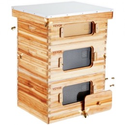 Bee Hive 30 Frame Bee Hives Starter Kit, Beeswax Coated Fir Wood, 2 Deep + 1 Medium Bee Boxes Langstroth Beehive Kit,