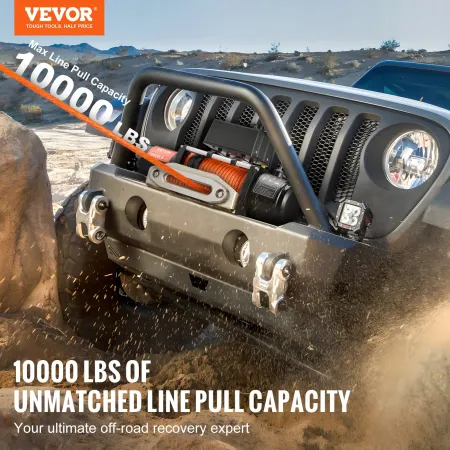Electric Winch Truck 4535.9 kg Synthetic Rope Waterproof Remote Control