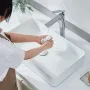 Rectangle Vessel Sink, 24" x 13.8" Bathroom Vessel Sink Countertop, White Ceramic Bathroom Sinks Above Counter, Modern Style, Br