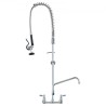 Commercial Faucet with Pre-Rinse Sprayer, 47" Height, 8" Center, 12" Swing Spout, Wall Mount Kitchen Sink Faucet, Brass