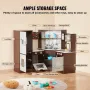 Corner Wooden Play Kitchen, Toy Set with Lights and Sounds, Toddler Kitchen with Ice Maker, Oven, Sink, Clock, Microwaves, Refri