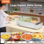 3-Pan Commercial Food Warmer, 3 x 8QT Electric Steam Table with Glass Cover, 1500W Countertop Stainless Steel Buffet Bain Marie 