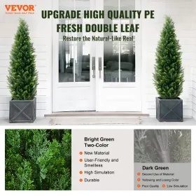 2 Pack 5' Artificial Cedar Topiary Tree Faux Plant UV Decor In/Outdoor