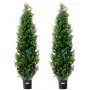 2 Pack 152.4 cm Artificial Cedar Topiary Tree Faux Plant UV Decor In/Outdoor