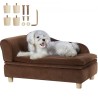 Pet Sofa, Dog Couch for Medium-Sized Dogs and Cats, Soft Velvety Dog Sofa Bed, 81 lbs Loading Cat Sofa, Dark Brown