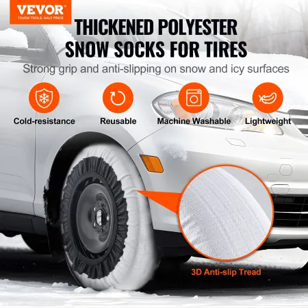 2 stk. Tykkede sne sokker til dæk Snow Traction Tire