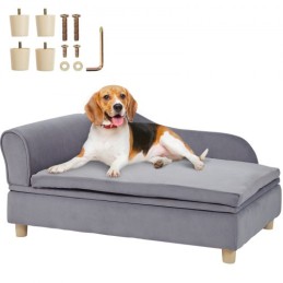 Kæledyrssofa, hunde sofa til store hunde og katte, blød fløjlsagtig hunde sofa, 110 lbs Loading Cat Sofa, Gray
