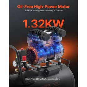 Luftkompressor Kompakt Bærbar Oliefri Kompressor 15 Gallon 90 PSI