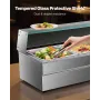 Commercial Food Warmer, 5-Pan Electric Steam Table with Glass Cover, 1500W Countertop Stainless Steel Buffet Bain Marie with 30-