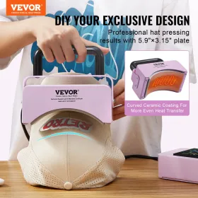 Hat pressemaskine mini hat varmepresse til hætter 5,9x3,15 tommer plade lilla