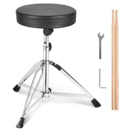 Drum Throne, 19.3 to 23 in / 490-585 mm Height Adjustable, Padded Drum Stool Seat with Anti-Slip Feet 5A Drumsticks 330 lbs /