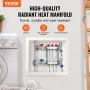 3-Branch Radiant Heat Manifold, 1/2" PEX Tubing Manifold, Stainless Steel PEX Manifold for Hydronic Radiant Floor Heating, Radia