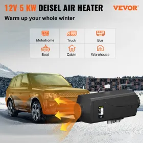 5KW 12V dieselparkeringsvarmer med LCD Monitor, Air Diesel Heater Parking Heater med Silencer til Truck Boat Car Trailer
